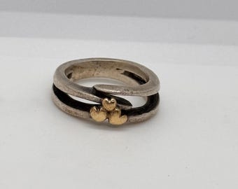 Bague Scrouoles vintage en argent sterling de la marque danoise avec détails en or jaune