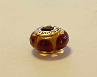 PANDORA RARE 14K Gold Brown Mystic Murano Glass Charm With 14K - Etsy
