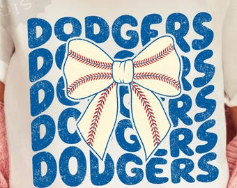 Retro Dodgers bow png, Coquette Dodgers bow svg, baseball svg, png for sublimation printing