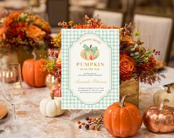 Sweet Little Pumpkin Baby Shower Invitation Template, Editable Fall Baby Shower Invite, Autumn Baby Shower Printable Instant Download
