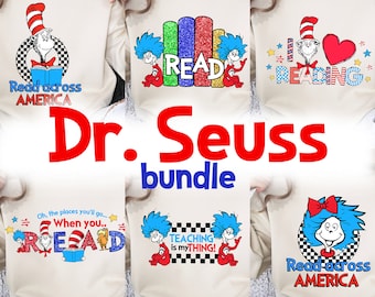 Bundle Dr. Seuss day png for sublimation. Dr Seuss png design digital download. Read across America, Teacher design shirt faux sequin