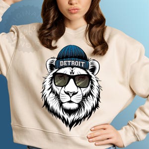 Detroit lions png. Detroit football png, Detroit lions PNG for sublimation. Lion with hat Detroit PNG for sublimation