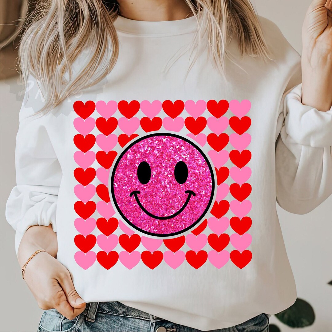 Smiley Face on Hearts Png Design for Sublimation Print on Tshirt ...