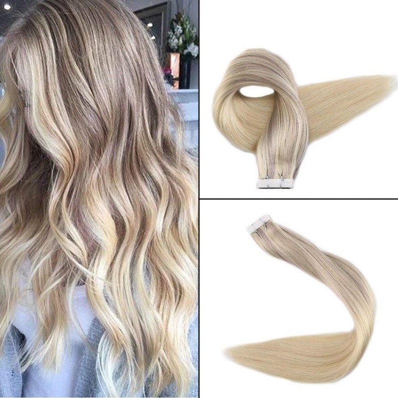 Tape In Hair Extensions 100 Remy Human Hair Balayage Ombre 40 Pieces 100 Grams Color 18 22 60