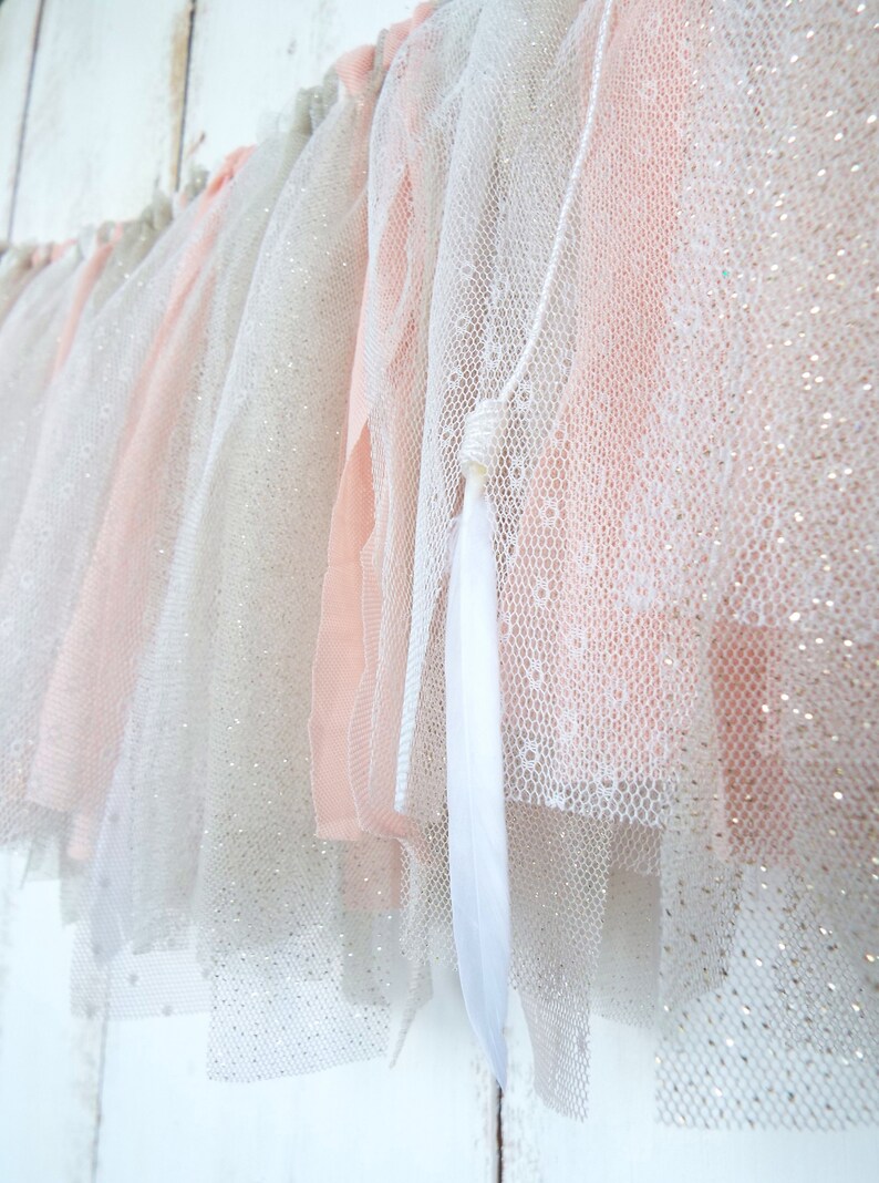 Garland Ivory Light Taupe Tulle Pale Pink Lace Glitter Tulle Etsy