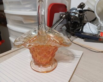 Vintage Indiana glass handled basket