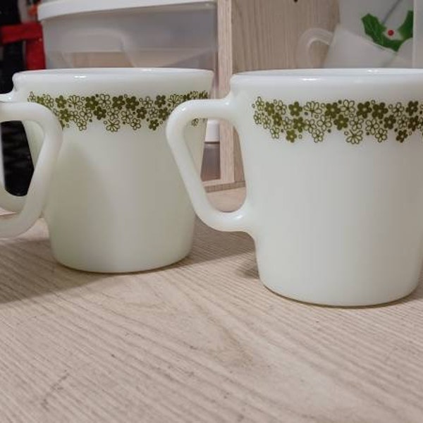 Vintage Pyrex coffee mugs. Spring blossom pattern