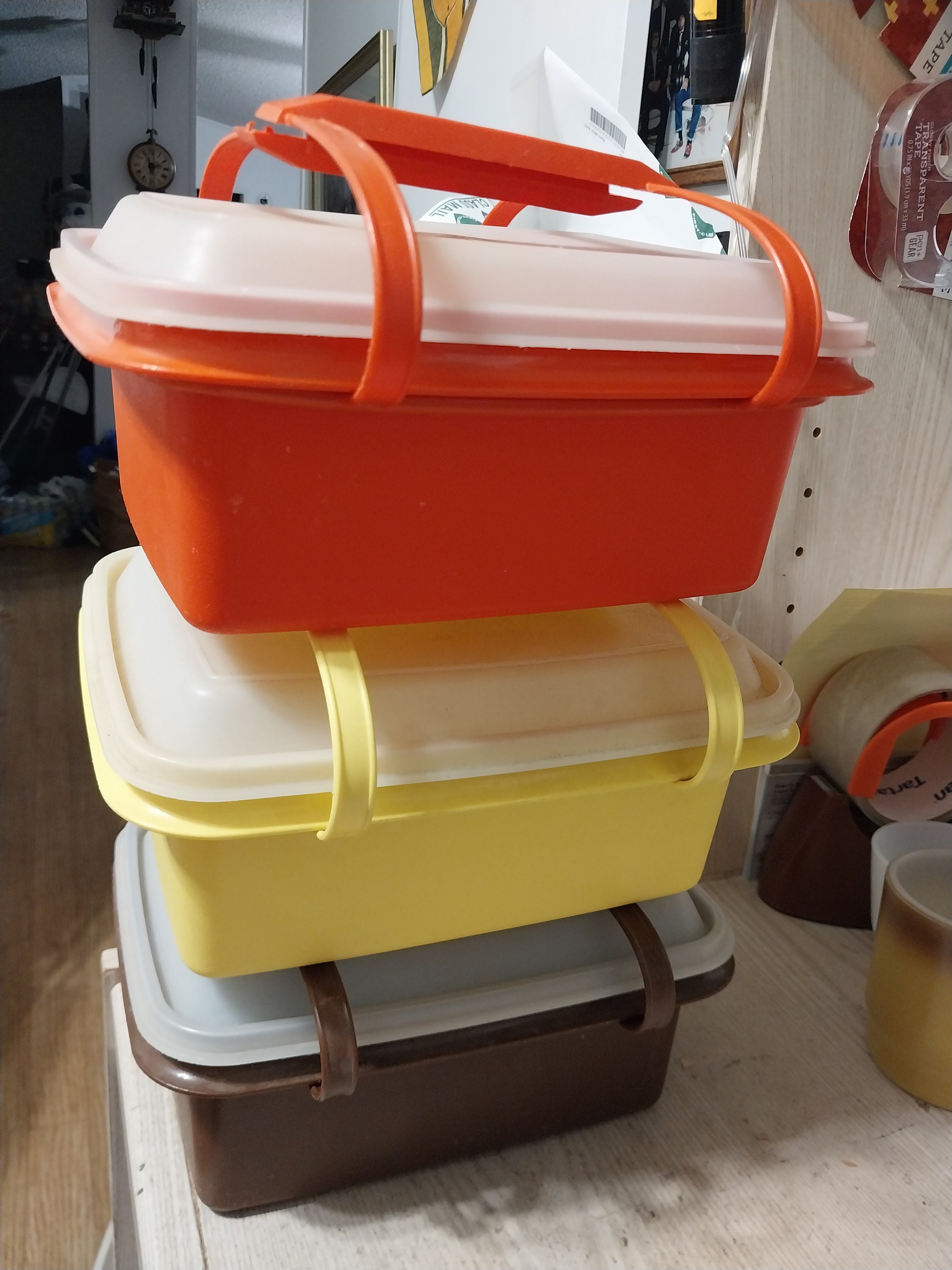 Tupperware Pack N Carry lunch box, orange tupperware, sandwich box,  1254-11, tupperware lunch containers, plastic storage, food storage