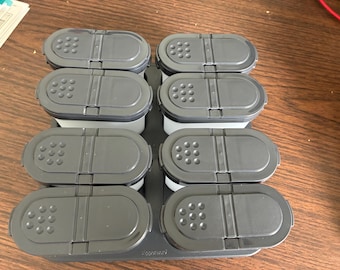 Vintage Tupperware modular mate spice shakers and caddy #1843
