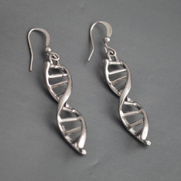 Double Helix Earrings, DNA Earrings, Science Jewelry, DNA Strand - DNA pendant - dna Jewelry