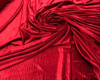 Velvet Fabric Red Wine Solid Color Full Stretch By Yard
