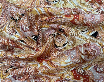 100% Linen designer print, Ivory yellow champagne pink lilac Pasely designer printed linen. 58” wide Sold by the yard