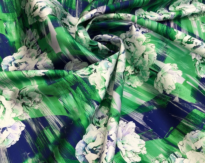 Poly Mikado/Zibelline digitally printed Fabric. 60" Wide Mikado Fabric is a unique blend makes this fabric soft & Gives Structure to  Dress.
