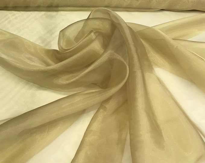 100% polyester organza 60" wide, beautiful gold color poly organza fabric sold by the yard