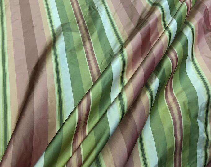 Silk taffeta stripes 54" wide       sold by the yard     Color: pink & green