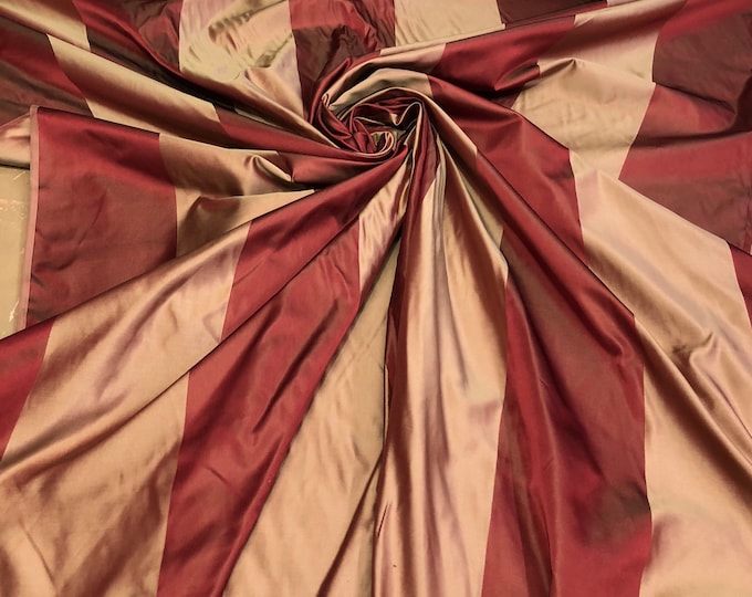 Silk satin taffeta 54"    Beautiful wine gold silk satin taffeta stripe fabric sold by the yard