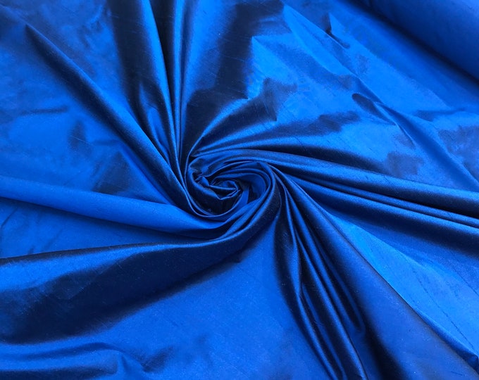 Silk shantung 54" wide   Beautiful royal blue color  silk shantung fabric sold by the yard