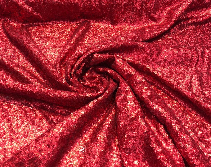 Solid sequins on mesh 52" wide   Top of the line sequins Beautiful red color sequin fabric sold by the yard