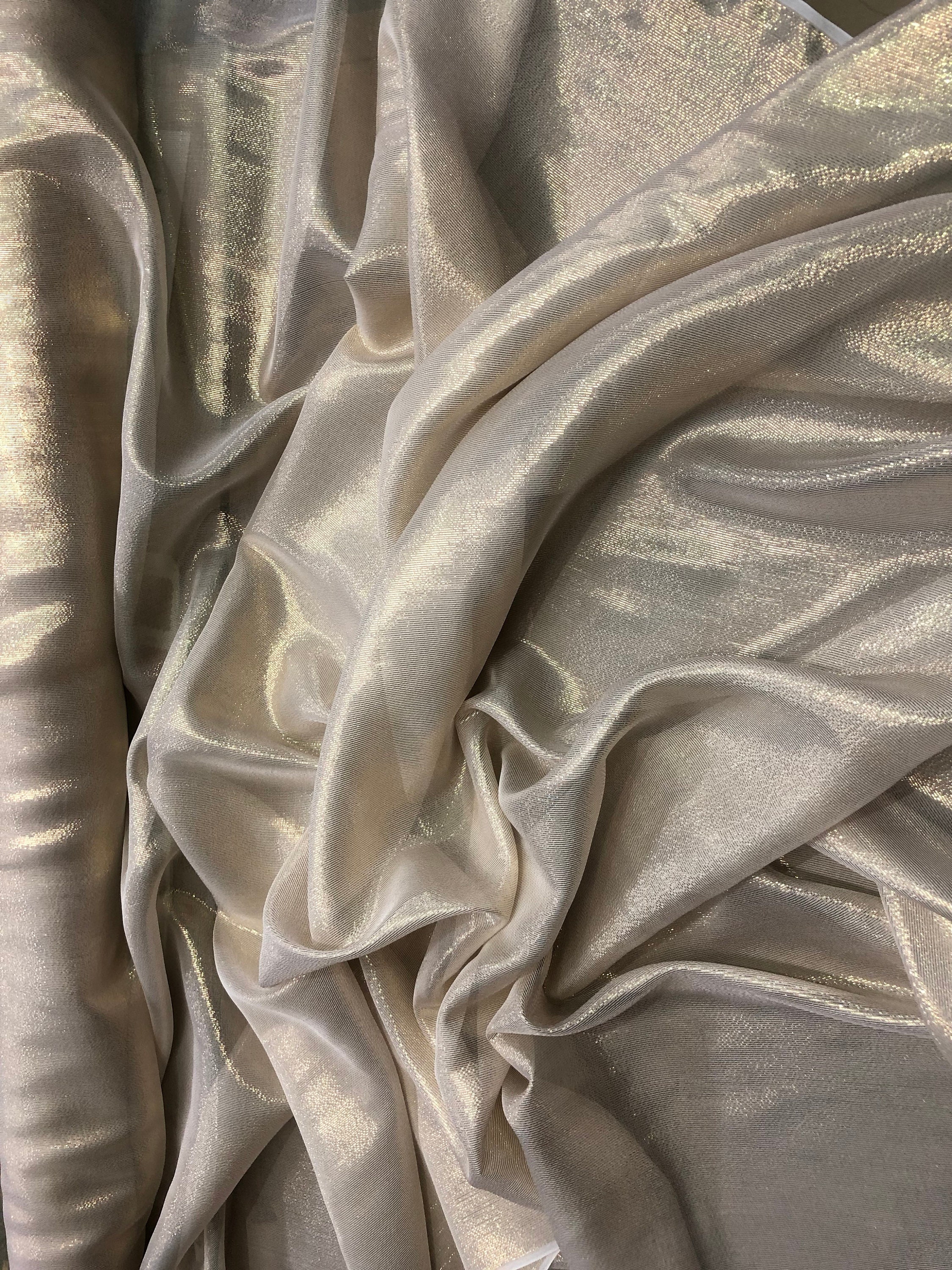 Silk chiffon 54 wide Matalic gold pinstripe silk chiffon fabric sold by ...