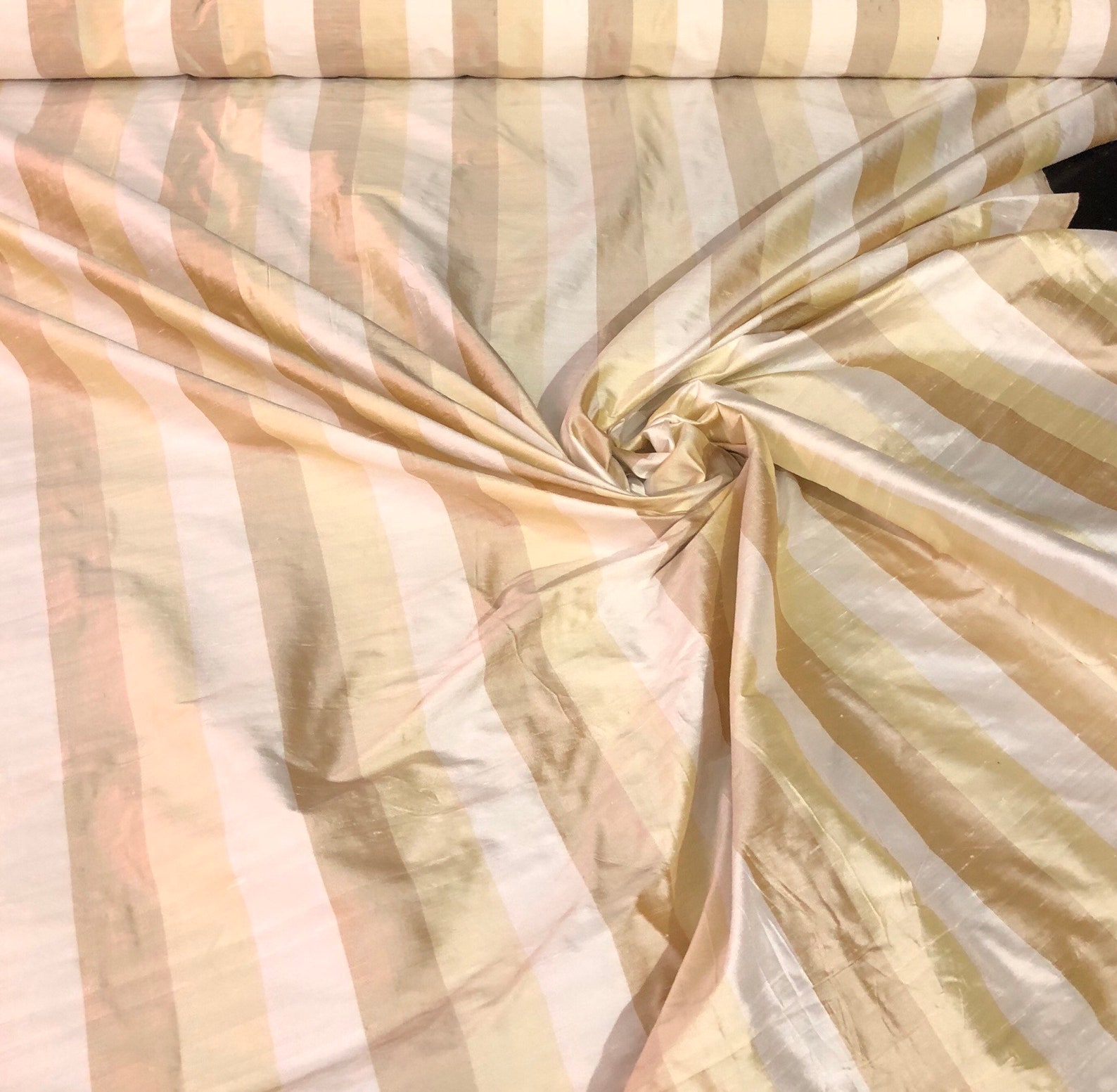 Multicolor Striped Silk Shantung 110 Fabric