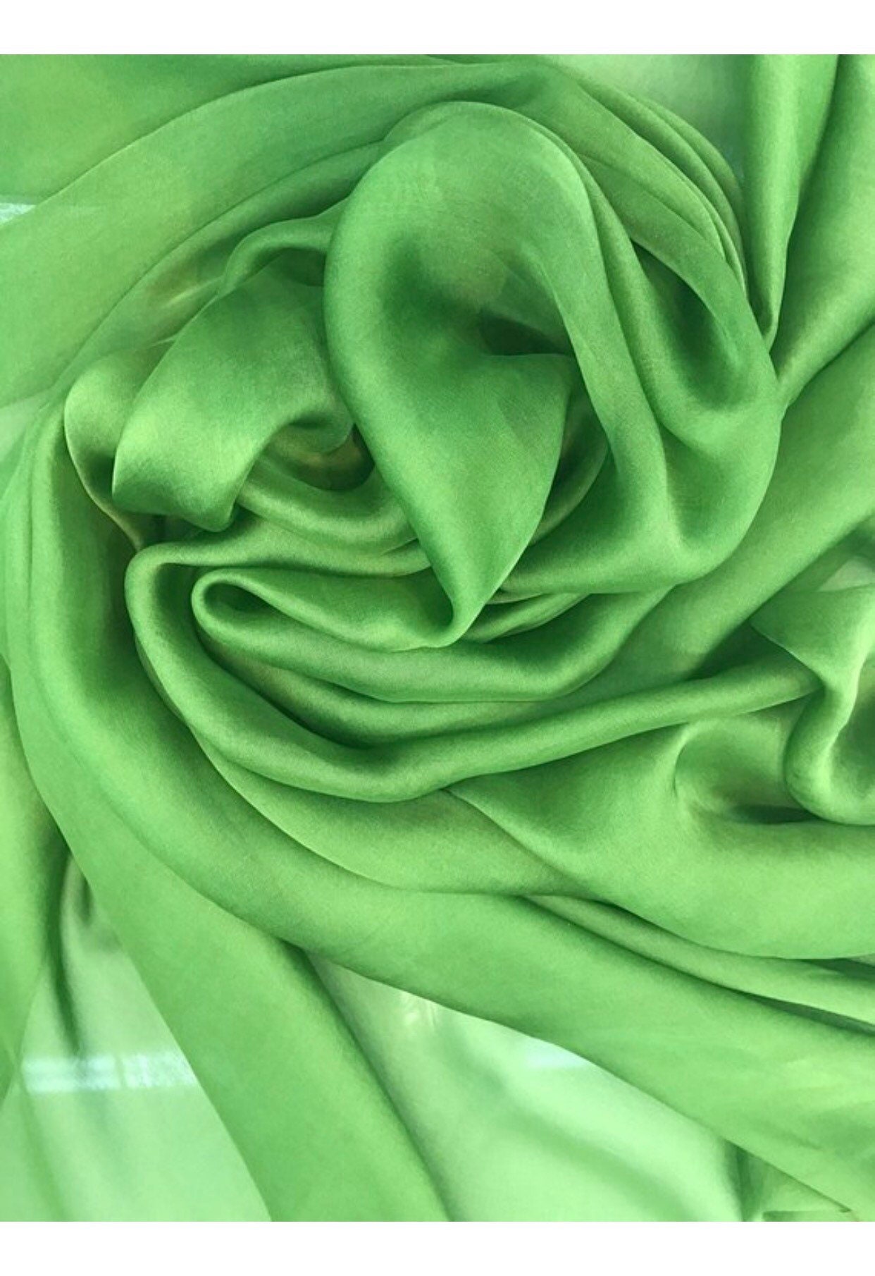 French Silk chiffon 54 wide Beautiful parrot green silk chiffon fabric ...