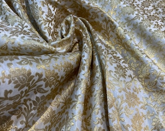 Jaquard floral brocade 44" wide   Beautiful Ivory Gold  floral brocade fabric sold by the yard   Useable for apparel and interior decore