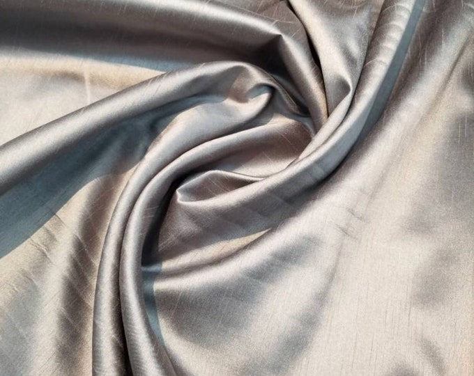 Poly shantung 108" wide    Beautiful silver grey color   Fabric sold by the yard