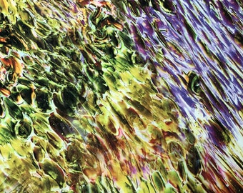 Beautiful green brown purple leaves designer pattern digital print on silky satin 54” wide. Sold by the yard. Best used for apparel