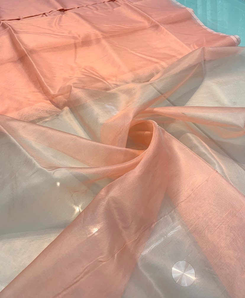 Silk organza fabric 44 wide Sold by the yard beautiful champagne gold color  silk organza