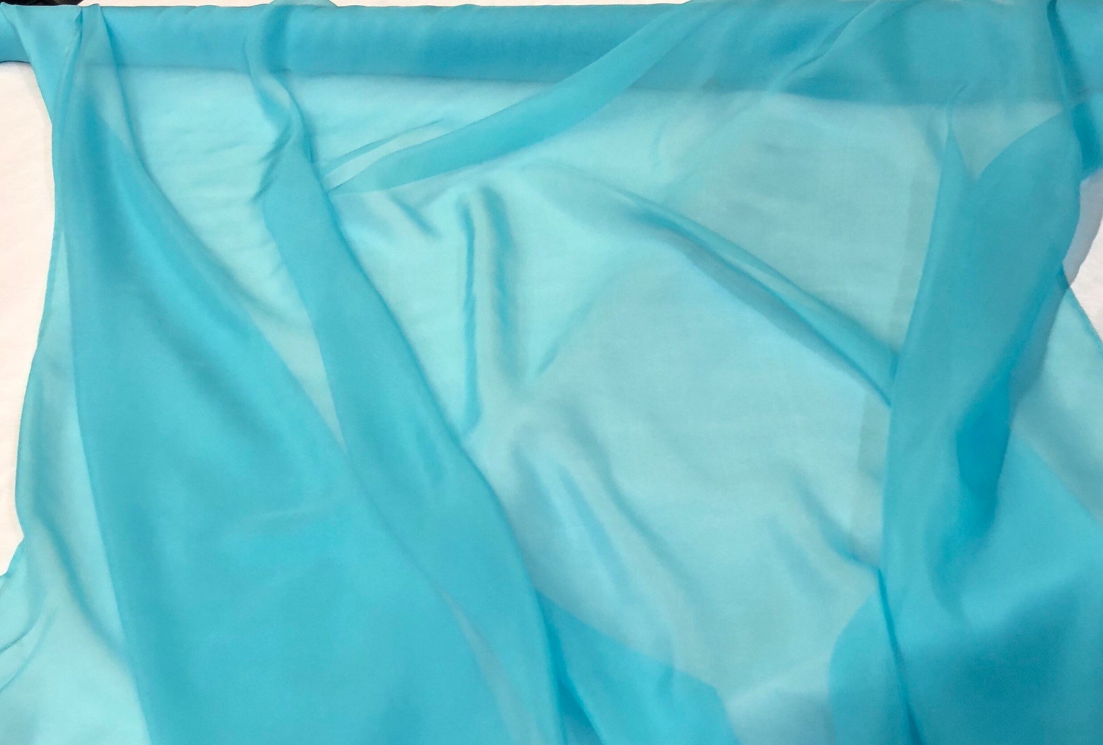 Silk chiffon 54 wide Beautiful aqua blue color silk | Etsy