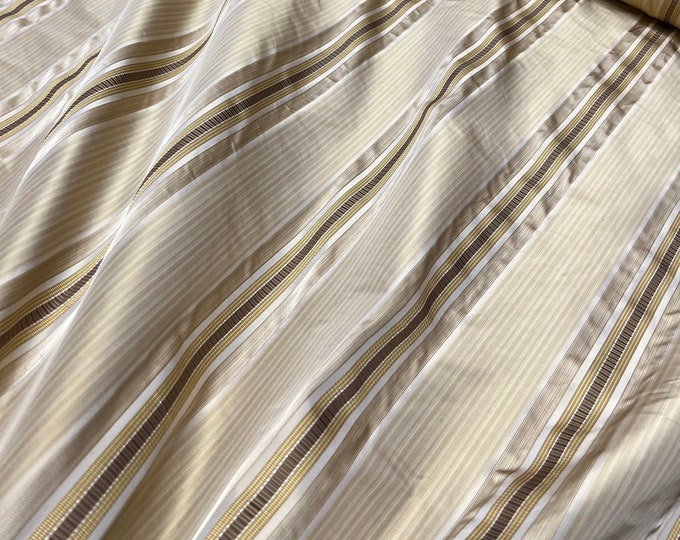 Silk taffeta satin stripe 54" wide     Beautiful different color gold shades satin stripe silk taffeta Fabric sold by the yard