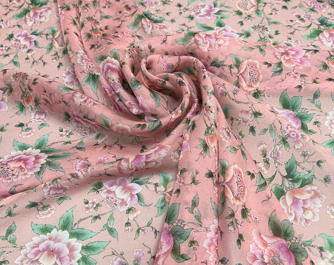 100% Silk Satin charmeuse digital print 54" beautiful rainbow shades on ivory base fabric print   Fabric sold by the yard