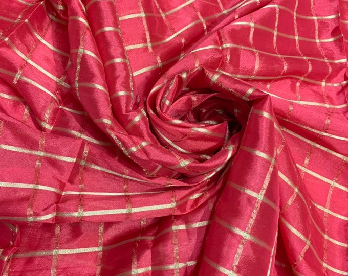 Viscose poly silky soft crepe plaid 44" wide   Beautiful red gold color sold by the yard