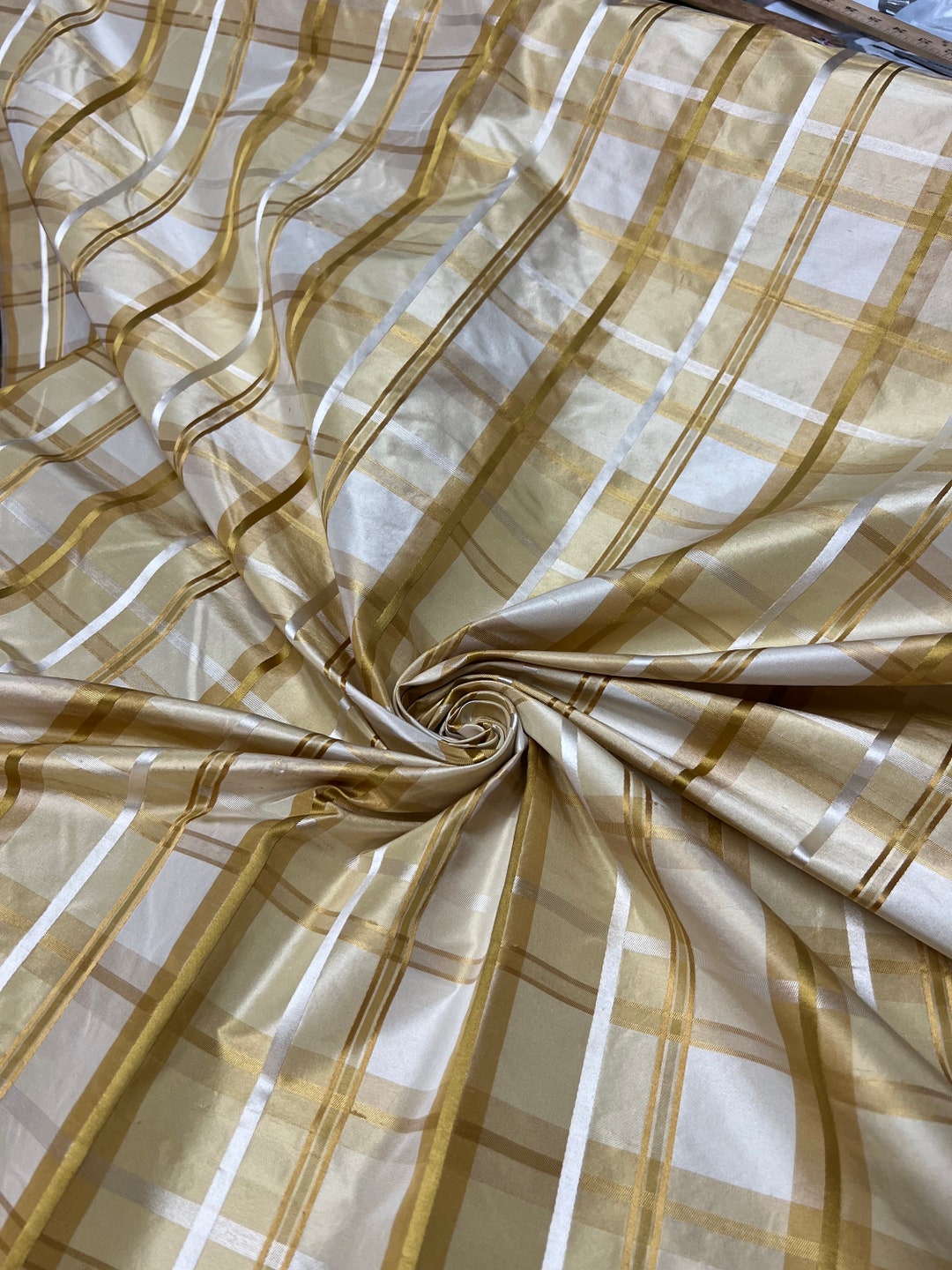 Cream 073 Silk Taffeta Plaids & Stripes main image 0