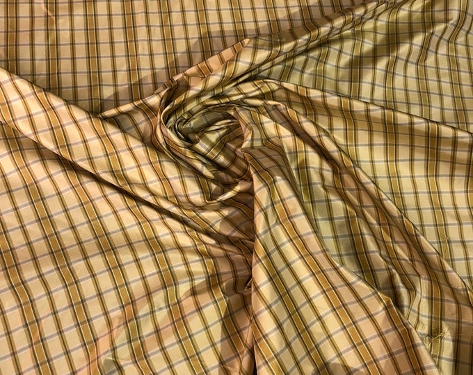 Silk taffeta plads 54" wide                               Light yellow gold combination    Sold by the yard