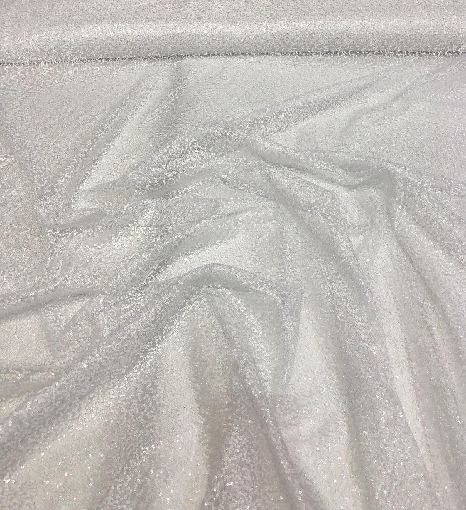 White Sequins on Sheer Swirl Mesh 52 Wide Sequins Fabric - Etsy