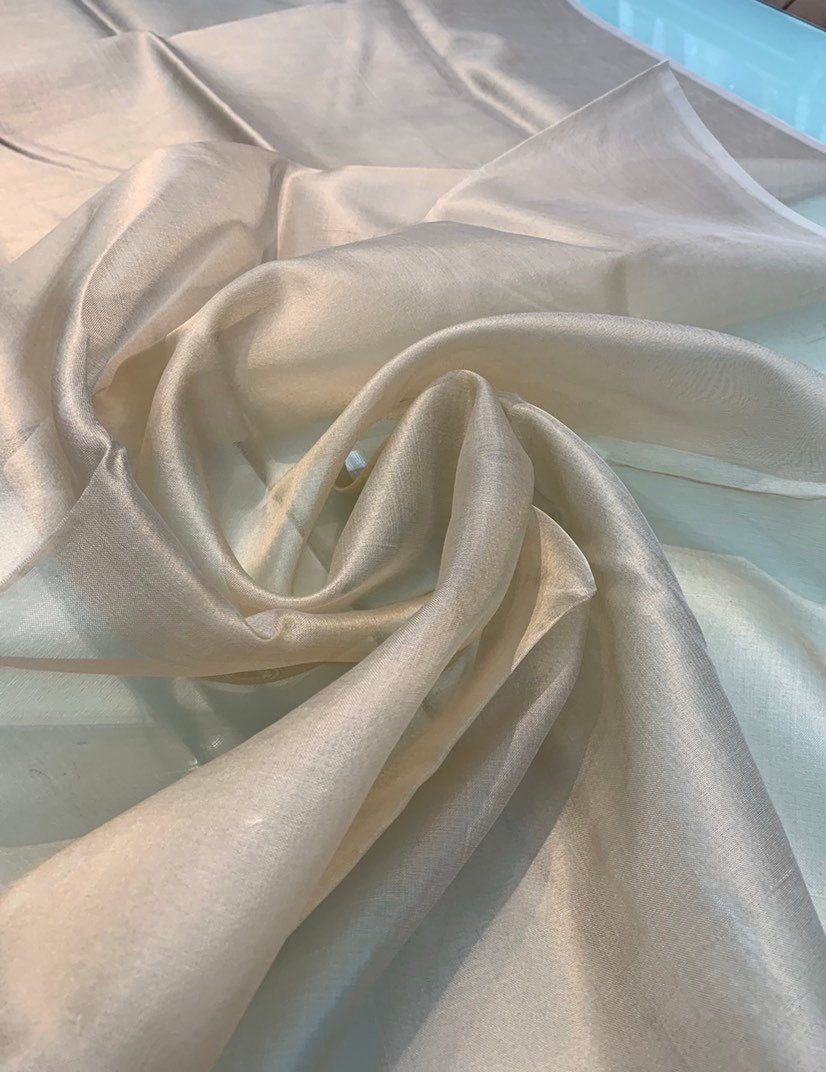 Silk organza fabric 44 wide Sold by the yard beautiful champagne gold color  silk organza