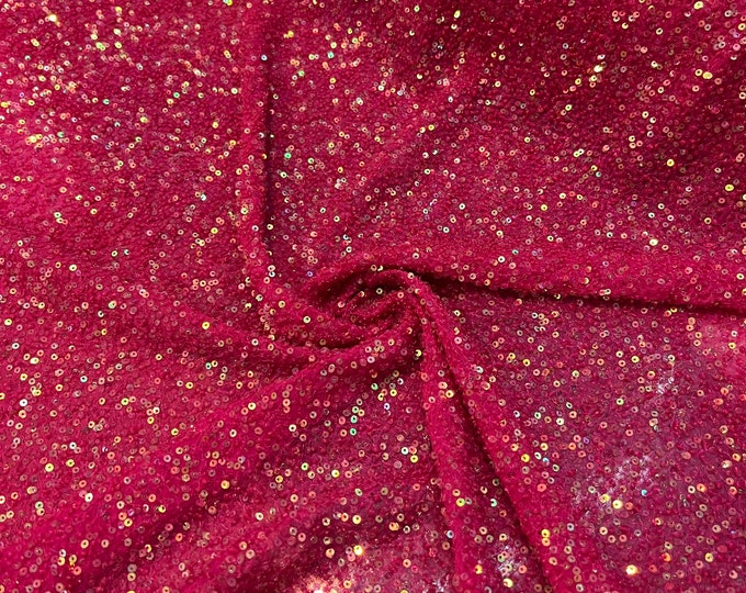 Beautiful Fusia on Fusia tiny florescent sequin hand embroidered on silk chiffon 45” wide. Best use for apparel