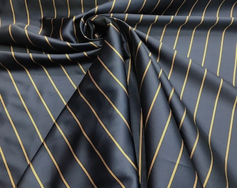 Mikado/Zibelline fabric 58" wide   Beautiful navy with gold stripes mikado/zibilline fabric sold by the yard