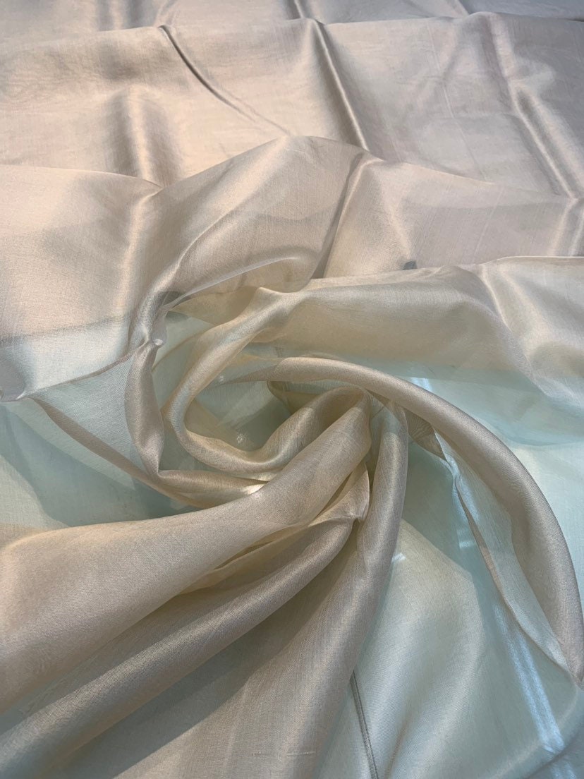 Champagne Sparkle Organza, Sheer Fabric. Fabric by the Yard, 44 Inches Wide  
