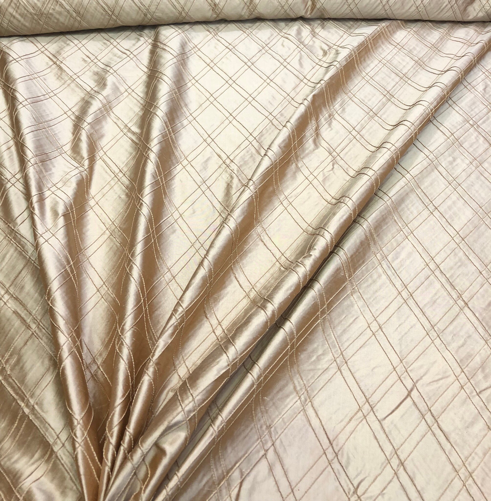 Silk shantung pintuck 52 wide Beautiful champagne color silk shantung