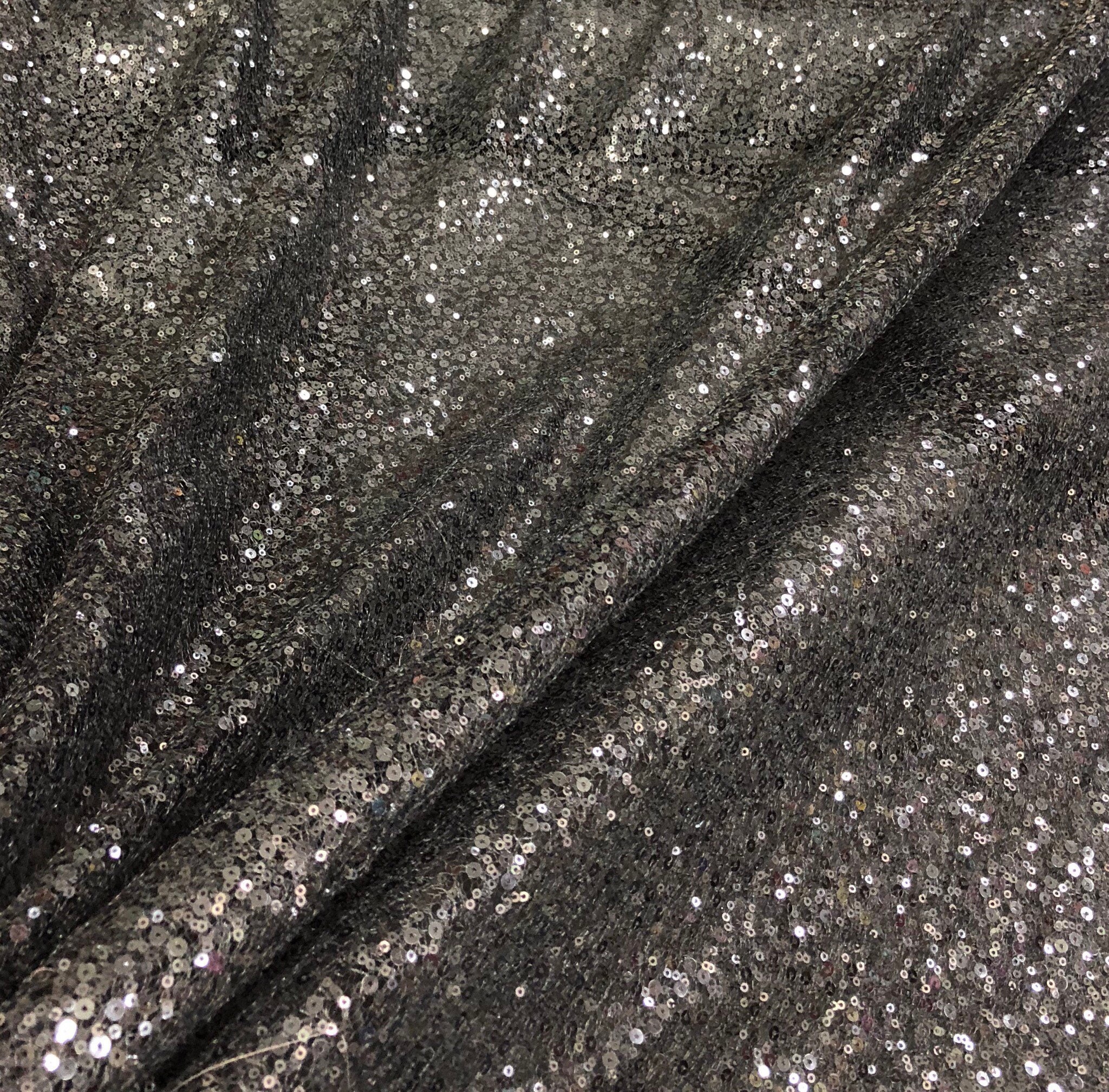 Allover Black sequins on swirl mesh fabric 52 wide Sequins fabric sold