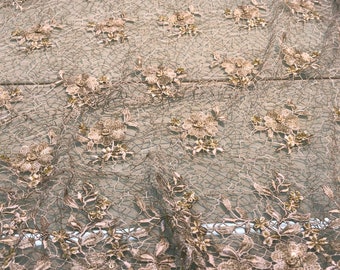 Beautiful floral crochet french lace, spider web lace with 3D floral designer pc  39" wide  sage grren color lace sold by the yard