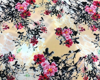 100% silk crepe digital print 54" wide                  Sold by the yard