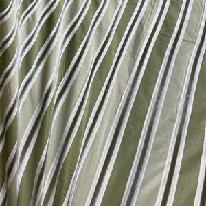 100% silk beautiful apple green mint & sage green ivory satin stripes with Velevt Embosed silk taffeta 54&quot; wide            Sold by the yard