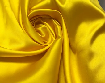 Bright Yellow Poly Mikado/Zibelline  Fabric. 60" Wide Mikado Fabric is a unique blend makes this fabric soft & Gives Structure to  Dress.