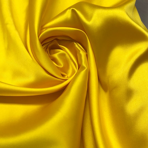 Bright Yellow Poly Mikado/Zibelline  Fabric. 60" Wide Mikado Fabric is a unique blend makes this fabric soft & Gives Structure to  Dress.