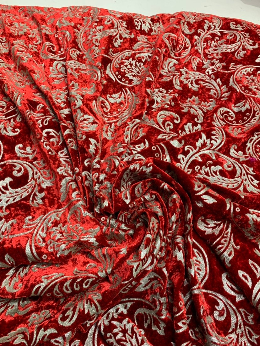 Velvet embosed with gold matalic damask floral design 45 wide Beautiful