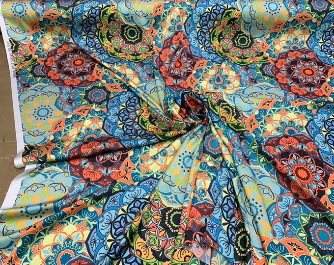 Satin Charmeuse digital printed fabric 54” wide. Beautiful soft silky colorful abstract design.  Sold by the yard