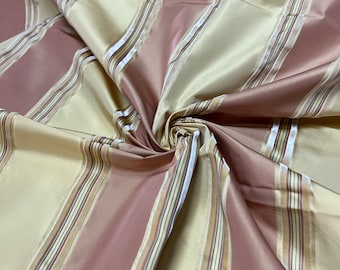 100% silk beautiful lemon yellow peach red satin stripes with Velvet Embosed stripe silk taffeta 54" wide            Sold by the yard